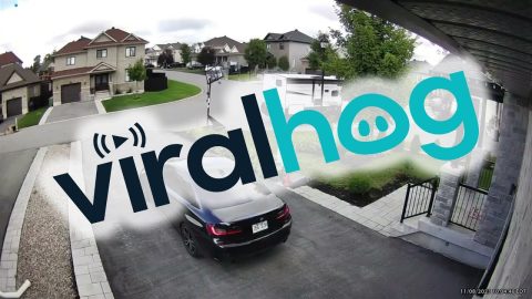 Trailer Scrapes Past Basketball Hoop || ViralHog