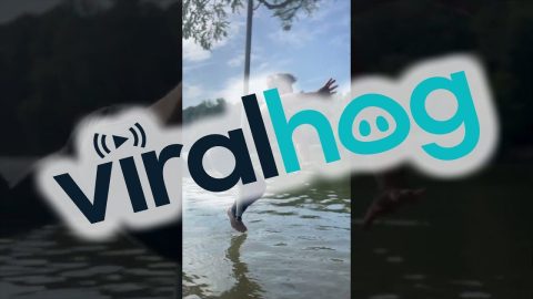Man Dances On Flying Pole Over Peaceful Lake || ViralHog
