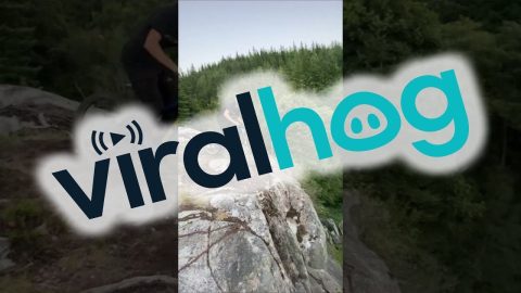 Mountain Biker Rides Vertical Rock Wall || ViralHog