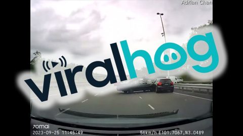 Car Swerves On Three Lane Highway || ViralHog