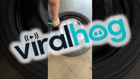 Collapsible Tire Quickly Inflates || ViralHog
