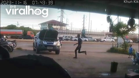 SUV Rolls Itself Into Traffic || ViralHog