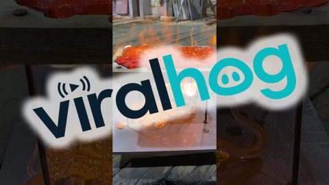 Dripping Molten Glass Over a Wooden Board With Holes || ViralHog