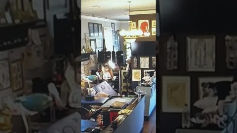 Table Collapses Under Tattoo Artist || ViralHog