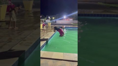 Older Woman Backflips Into Swimming Pool || ViralHog