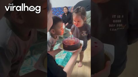 Birthday Girl Tries To Put Out A Candle With Her Eyes || ViralHog