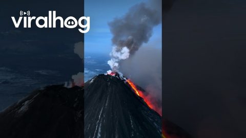 Aerial Footage of Klyuchevskaya Volcano Erupting || ViralHog