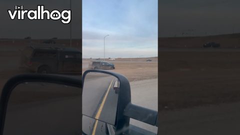 Wrecked Truck Swerves Across Traffic || ViralHog