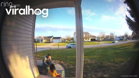 Father-Daughter Moment Caught on Doorbell Cam || ViralHog