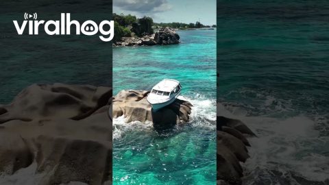 Boat Gets Bizarrely Stuck on a Rock || ViralHog