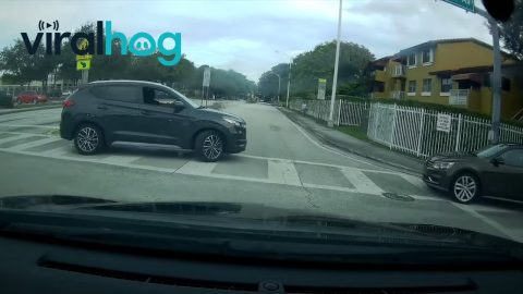 Driver Shifts Blame After Failing to Yield to Oncoming Traffic || ViralHog