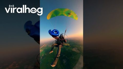 Paramotor Catches Sky Trash || ViralHog