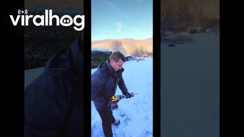 Dad's Genius Sled Retrieval Solution || ViralHog