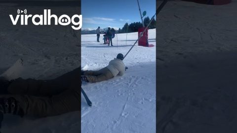 First-Time Skier Fails to Ride Lift || ViralHog