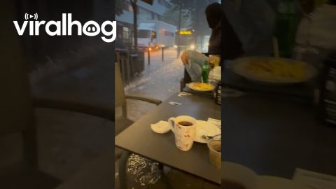 Streets Suddenly Splashing During Supper In Spain || ViralHog