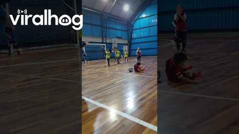 Kid Falls Backward While Making a Free Kick || ViralHog