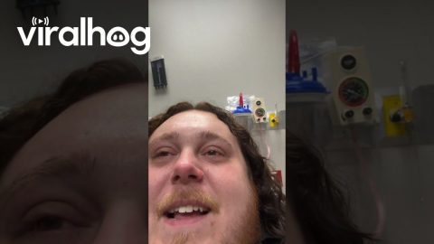 Hospital Patient Giggles at Giant TV Remote || ViralHog