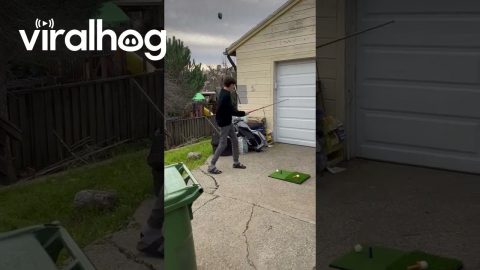 Cousin Shows Off His Golf Swing || ViralHog