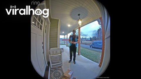 Amazon Delivery Driver Shows Off For Doorbell Camera || ViralHog