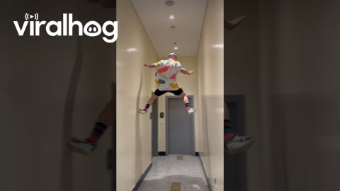 Parkour Wall Jumps In Hallway || ViralHog