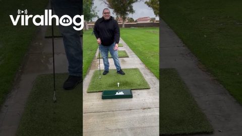 Golf Version Of Tablecloth Magic Trick || ViralHog