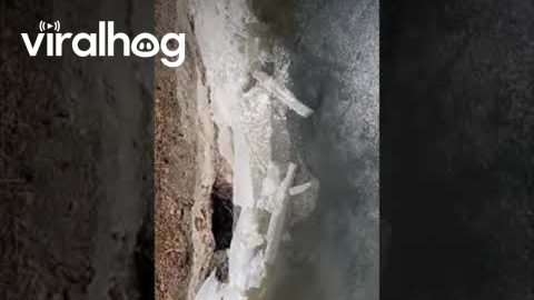 Massive Ice Patch Crashes into Shore at Twin Lakes || ViralHog
