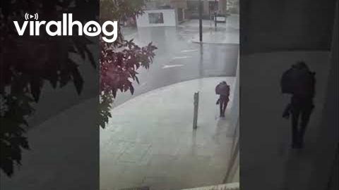Bloke Runs Into Post In Rain || ViralHog