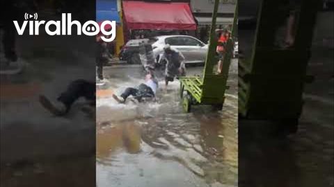 Cart Puller Accidentally Dumps Customer || ViralHog
