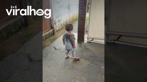 Boy Splashes In Rain Gutter Runoff || ViralHog