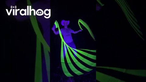 Man Practices With Glow in the Dark Whips at Night || ViralHog