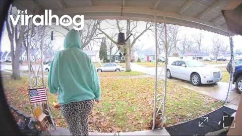 Woman Trips on Rotten Pumpkin on Her Way Out || ViralHog