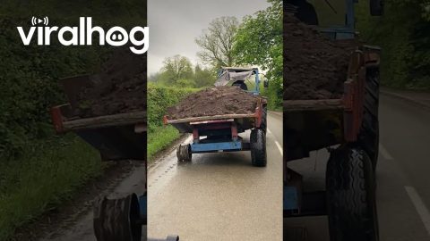 Tractor Limps Along With Missing Tire || ViralHog