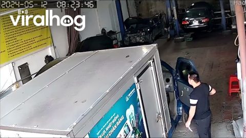 Truck Driver Bumps Into Coworker || ViralHog