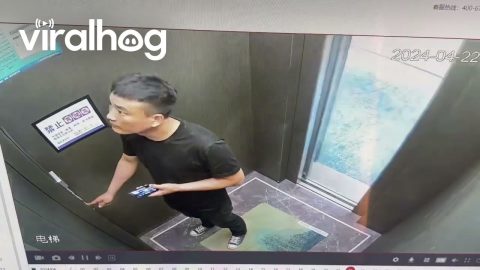 A Man Puzzled by a Double-Door Elevator || ViralHog