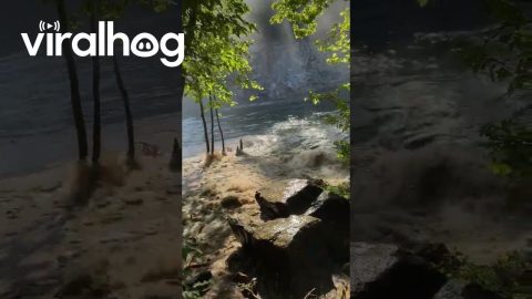 Rock Wall Collapses at Mead's Quarry Lake in Tennessee || ViralHog