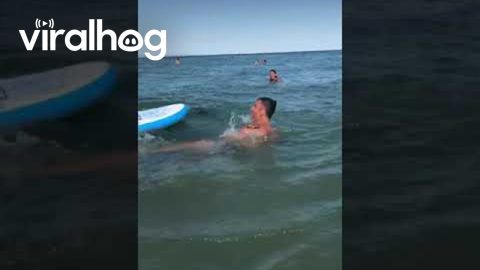 Guy Struggles to Balance on Paddleboard || ViralHog