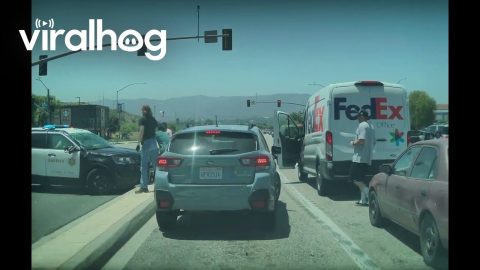 Patrol Car T-Boned Crossing Santa Clarita Intersection || ViralHog