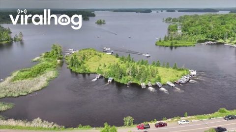Chippewa Flowage Floating Bog Gets Moved by Boats || ViralHog