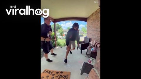 Apparent Porch Pirate Takes Package From Delivery Man || ViralHog