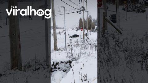 Car Slides Down Snowy Hill In Coyhaique || ViralHog