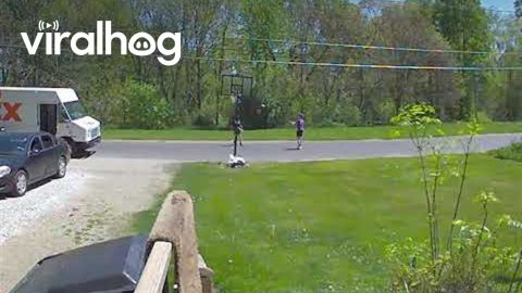 Delivery Driver Stops to Play Some Basketball || ViralHog
