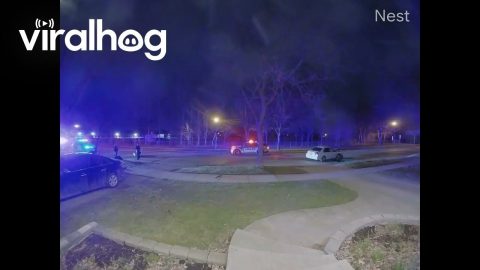 Security Camera Captures Late-Night Car Crash || ViralHog