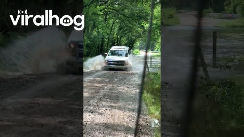 Truck Tries To Show Off Through Washout || ViralHog