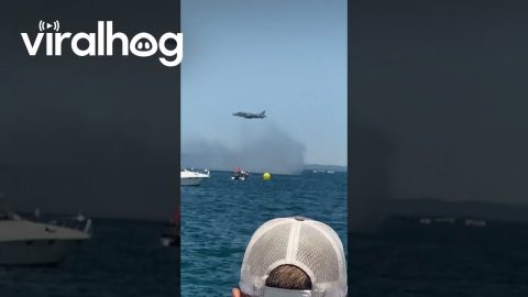 Blue Angels Fighter Jet Appears to Hover Over Water || ViralHog