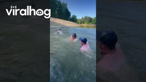 Big Guy Struggles to Get Back Into Boat || ViralHog