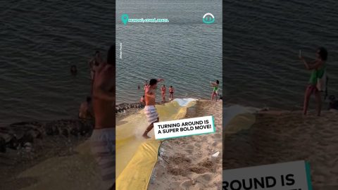 Man surfs down sea-slide like a PRO || ViralHog