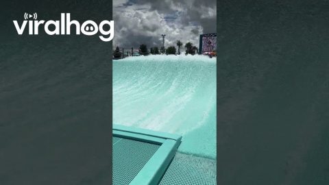 Woman Swept Away On Waterpark Surf Simulator || ViralHog