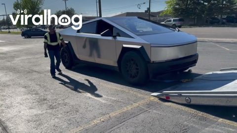 Defective Cybertruck Towed Away || ViralHog