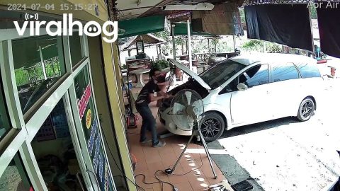 Out-of-Control Vehicle Nearly Hits Building || ViralHog