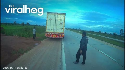 Truck Driver Nearly Drives Off the Road || ViralHog